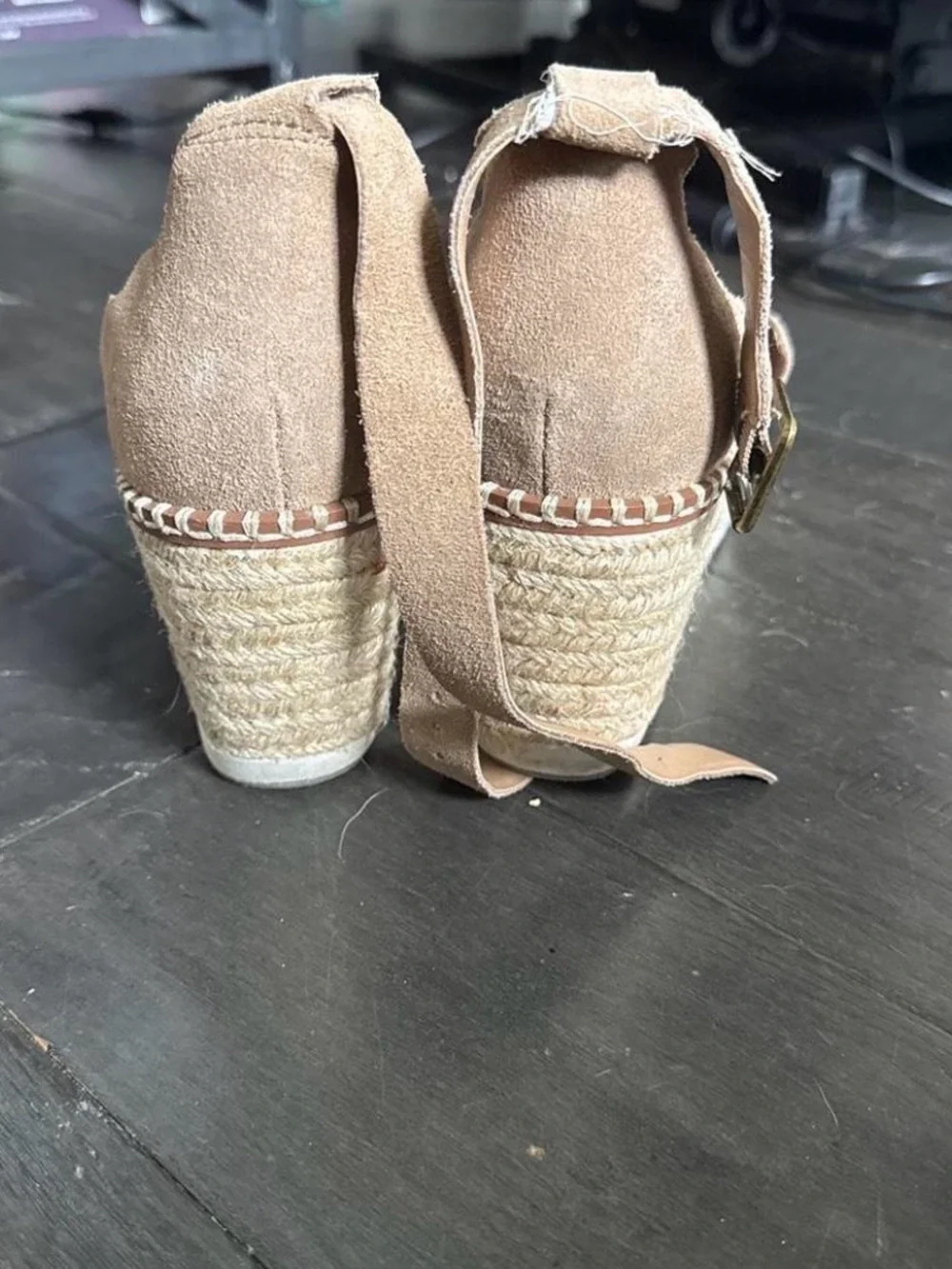 Wedge Espadrille Sandals in Taupe Suede